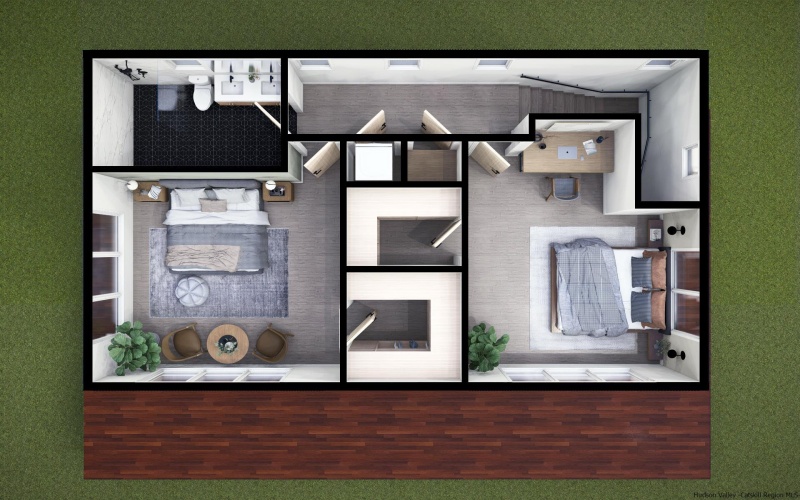 Rendering of the 3D Floor Plan of Second Floor of Residence